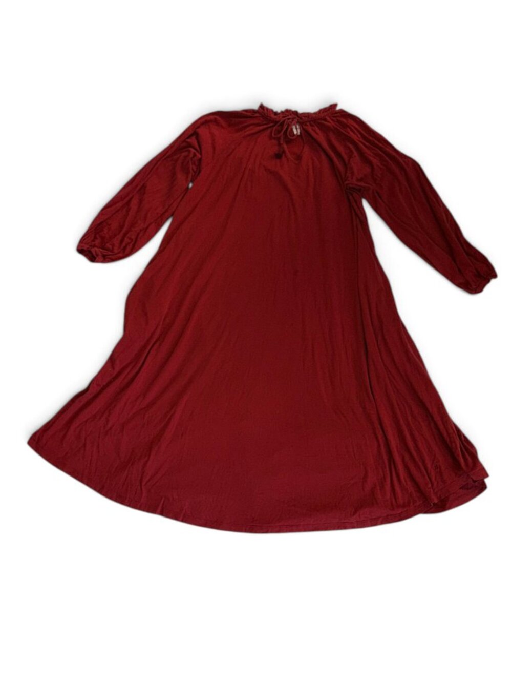 Petite Plume Garbo Nightgown Womens XL Bordeaux Luxe Pima Cotton Ruffle Neck